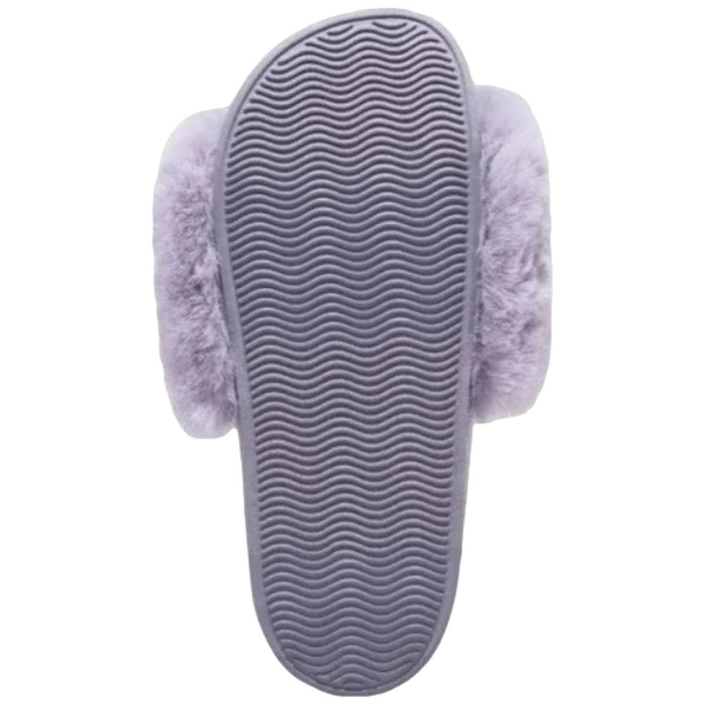 Small (5-6) - STARS ABOVE - Slippers Slides Gray Furry Fuzzy NEW - Picture 5 of 5